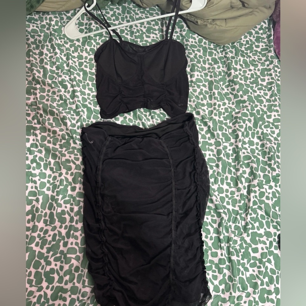 Mesh crop top and panty insert bodycon skirt, barely worn, size medium